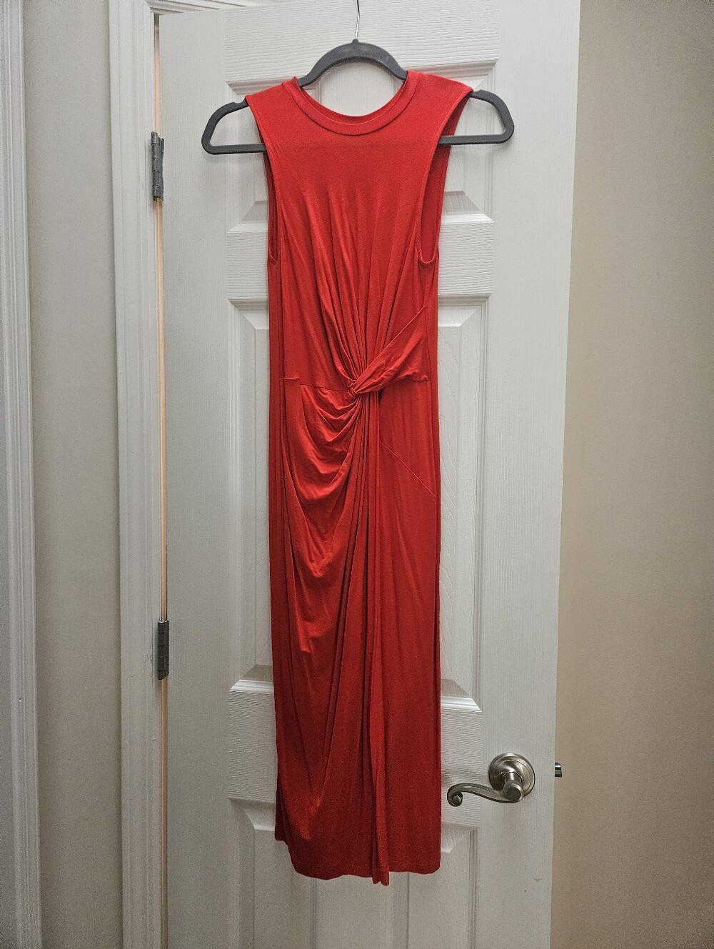 Topshop Red Knot-Detail Sleeveless Midi Dress